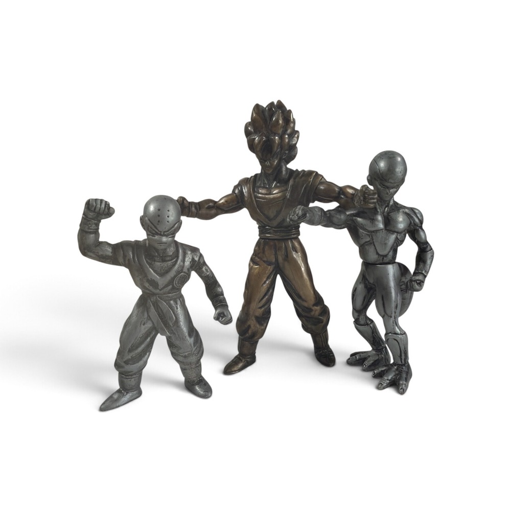 Burger King Dragon Ball Z Action Figures Gold Silver Metallic Set of 3